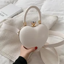 New Women Leather Shoulder Bags Heart Shaped Wedding Clutch Bags Fashion Cross Body Bags Mini Evening Bag Drop Shipping 12 Color