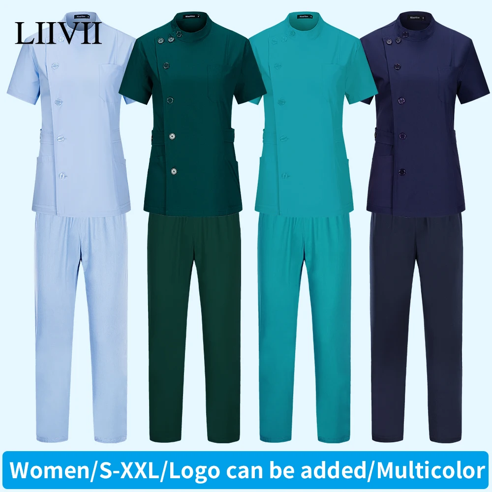 Womens Nursing Uniforms Suit Set Hospital Medical Scrubs Short Sleeve V-neck Scrubs Top Beauty Spa Clinical Nursing Uniform Suit
Womens Nursing Uniforms Suit Set Hospital Medical Scrubs Short Sleeve V-neck Scrubs Top Beauty Spa Clinical Nursing Uniform Suit