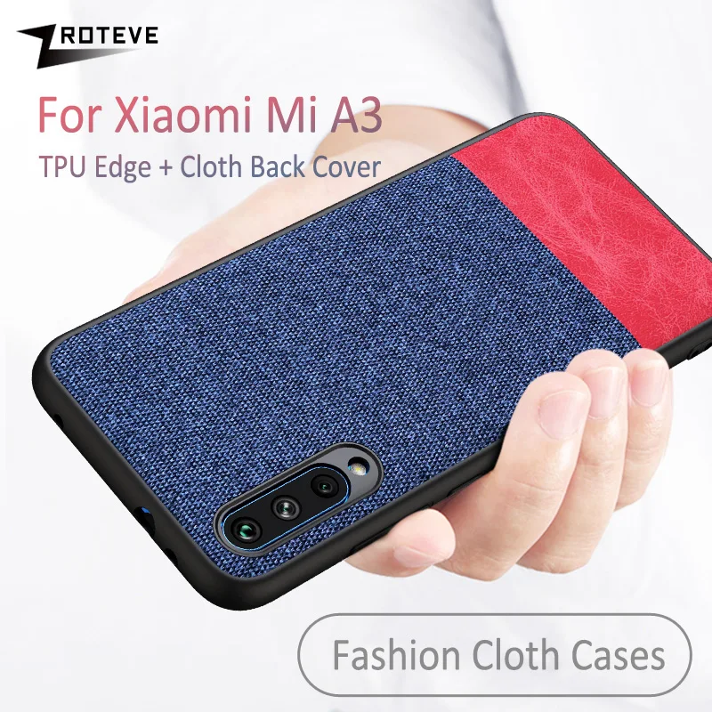 Чехол для Xiaomi Mi A3 мягкий холщовый чехол накладка с краями из ТПУ модные тканевые