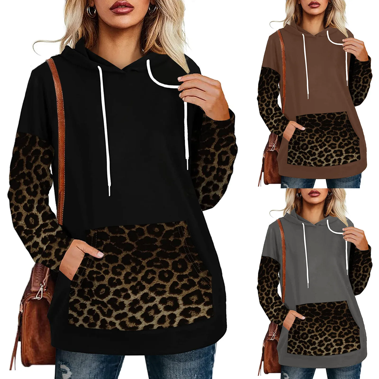 Women's Fashion Hoodies Top Women Pullover Leopard Prints Hoodies Sweatshirts Long Sleeve O-Neck Casual Pullover with Pockets
Women's Fashion Hoodies Top Women Pullover Leopard Prints Hoodies Sweatshirts Long Sleeve O-Neck Casual Pullover with Pockets