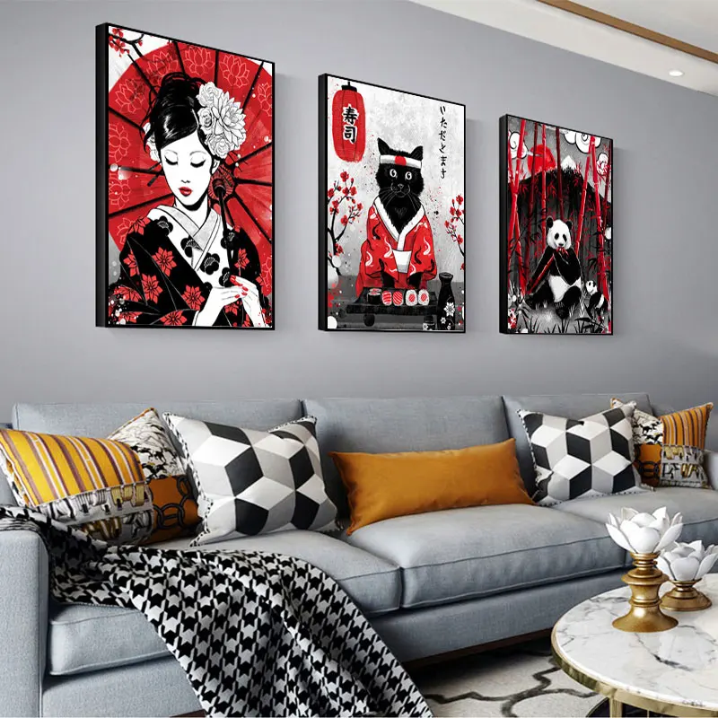 

Japanese Ukiyo-e Beauty Posters And Prints Geisha Animal Canvas Painting Hd Print Wall Art Picture Living Room Home Decoration