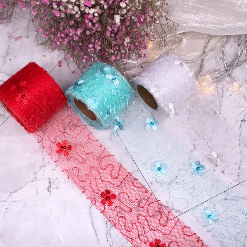 5 yards/lots Net Yarn Flower Embroidery Organza Stain Ribbon DIY Crafts Hair Bow Gift Bouquet Wrapping Sewing Accessories
5 yards/lots Net Yarn Flower Embroidery Organza Stain Ribbon DIY Crafts Hair Bow Gift Bouquet Wrapping Sewing Accessories