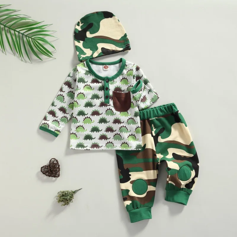3 шт., детские спортивные костюмы, кофты с длинным рукавом и принтом динозавра, топы + камуфляжные брюки + шапка, костюм для малышей, девочек, м...
3 шт., детские спортивные костюмы, кофты с длинным рукавом и принтом динозавра, топы + камуфляжные брюки + шапка, костюм для малышей, девочек, м...