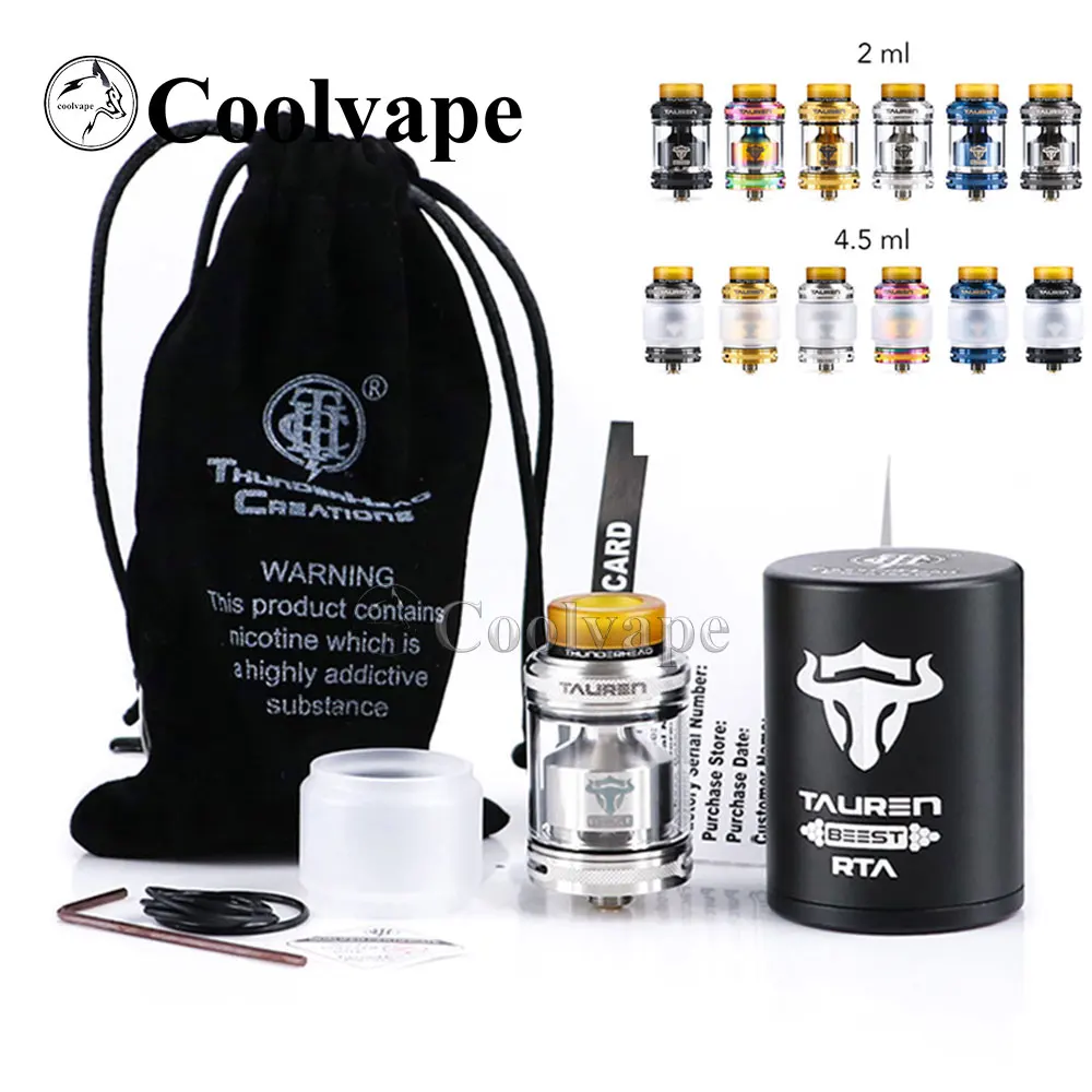 Coolvape 100% оригинальный Tauren Rta атомайзер емкостью 2 мл/4 5 мл MTL rta бак с 810 PEI Single/ Dual Vape vs