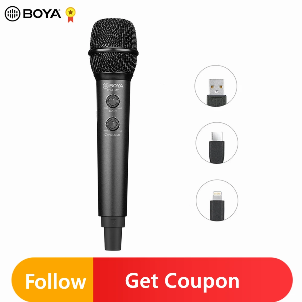 

BOYA BY-HM2 цифровой Ручной микрофон с контролем усиления для iPhone Android Type-C планшетного компьютера ПК USB цифровой конденсаторный микрофон