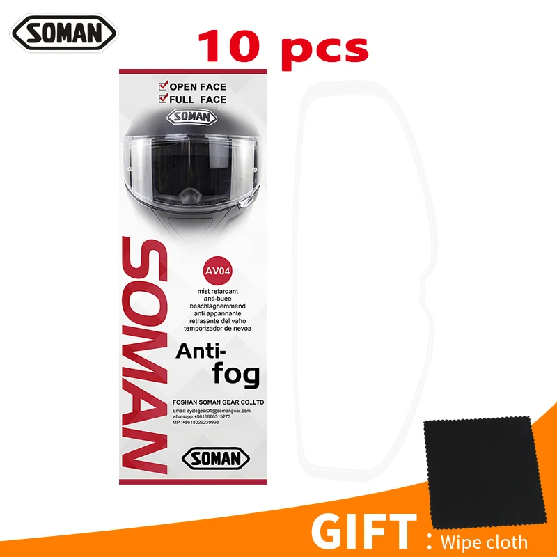 10 Pcs Universal Antifog Film Winter Anti-Fog Visor film for Helmet visor Fog Resistant Film For Full face Helmet Soman AV04
10 Pcs Universal Antifog Film Winter Anti-Fog Visor film for Helmet visor Fog Resistant Film For Full face Helmet Soman AV04