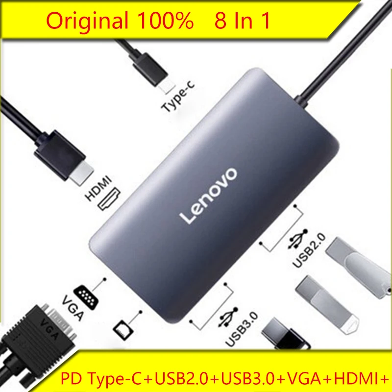 8 в 1 LX0808 USB-концентратор Тип C для ноутбука Lenovo конвертер для Apple Mac Air Legion VGA гигабитный порт адаптер HDMI кабель интерфейс 
8 в 1 LX0808 USB-концентратор Тип C для ноутбука Lenovo конвертер для Apple Mac Air Legion VGA гигабитный порт адаптер HDMI кабель интерфейс