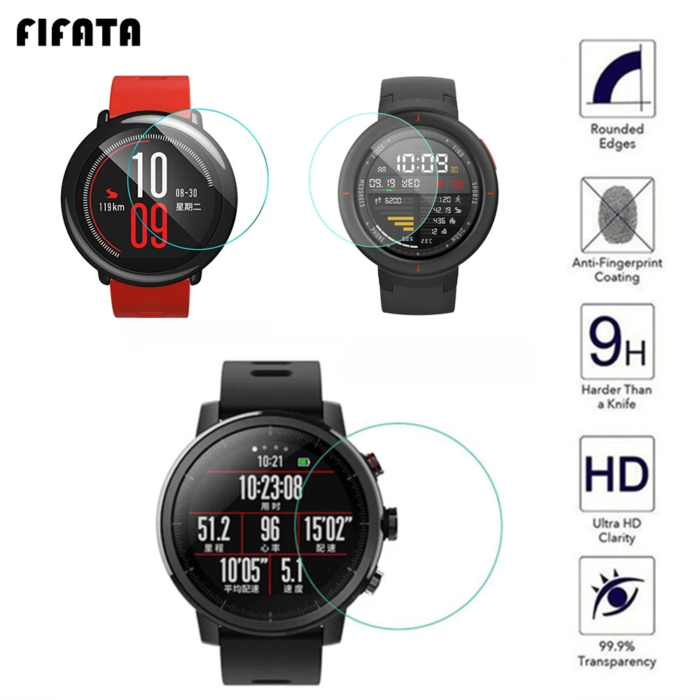 FIFATA 2 шт Защитная пленка из закаленного стекла для Xiaomi Huami Amazfit Verge Stratos 3 Pace GTR 47 мм 42