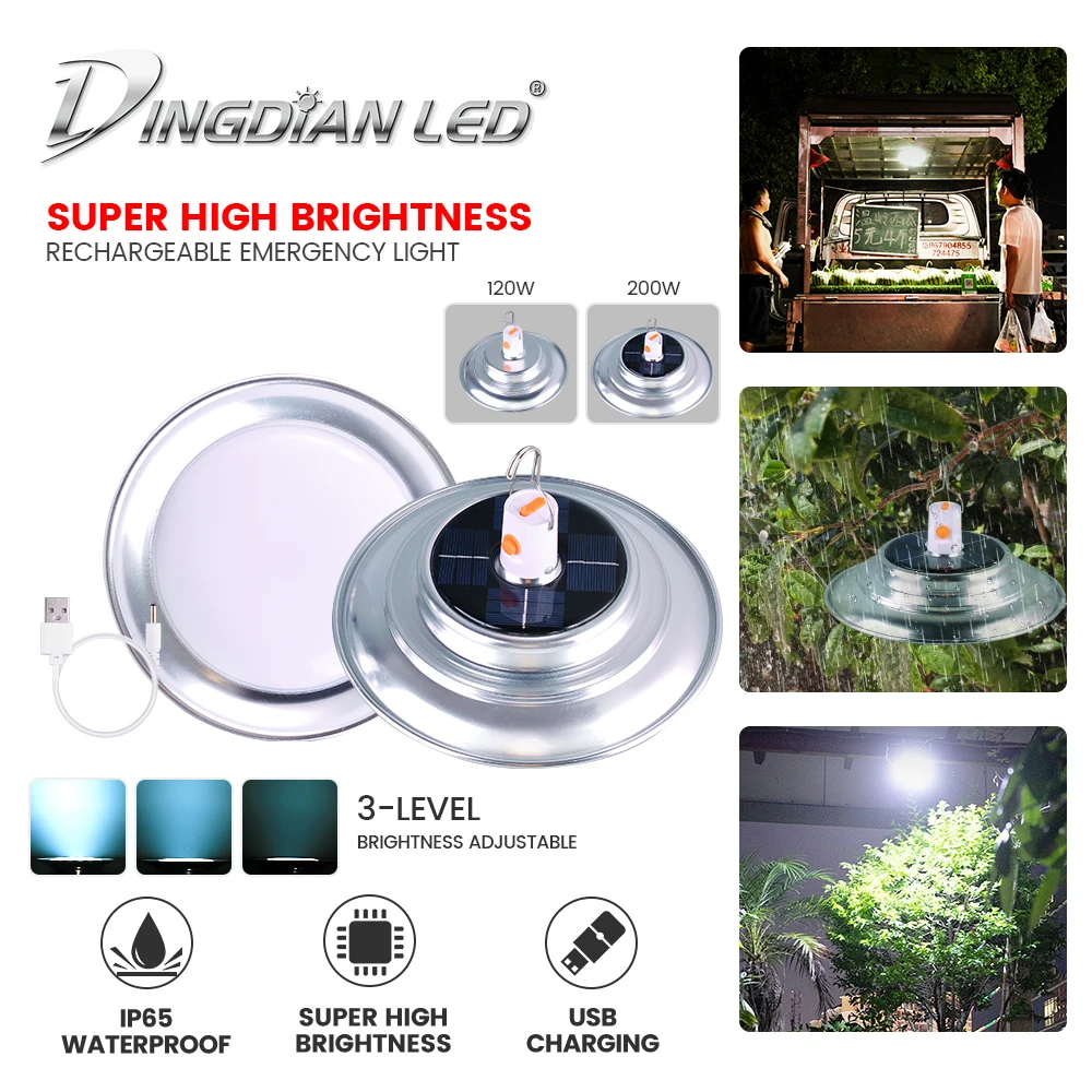 USB Rechargeable Solar Emergency Lights 120W 200W Emergency Lighting Battery Portable Waterproof IP65 Night Lamp with Hook
USB Rechargeable Solar Emergency Lights 120W 200W Emergency Lighting Battery Portable Waterproof IP65 Night Lamp with Hook