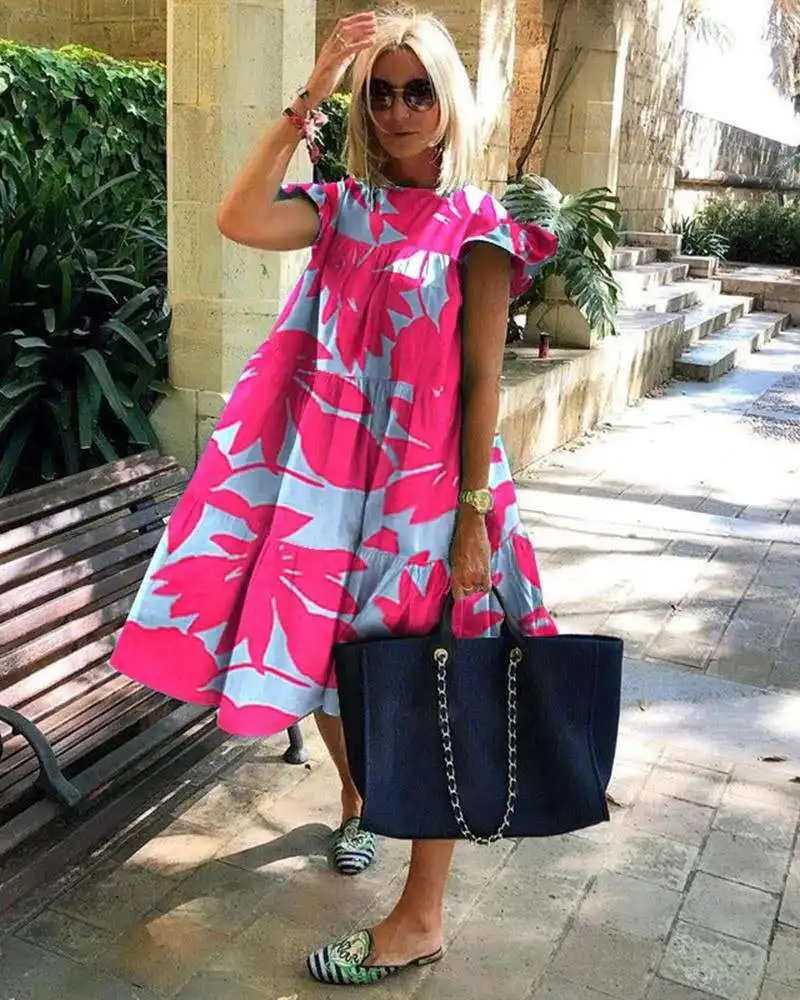 Female Vintage Daisy Print Loose A-Line Women Dress Summer Petal Sleeve O Neck Solid Color Holiday Dress Casual 3XL Party Dress
Female Vintage Daisy Print Loose A-Line Women Dress Summer Petal Sleeve O Neck Solid Color Holiday Dress Casual 3XL Party Dress