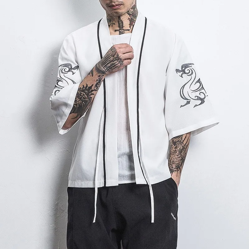 Plus Size 4XL 5XL Embroidery Kimono Cardigan Men Samurai Costume Clothing Summer Japanese Yukata Male Kimono Jacket 
Plus Size 4XL 5XL Embroidery Kimono Cardigan Men Samurai Costume Clothing Summer Japanese Yukata Male Kimono Jacket