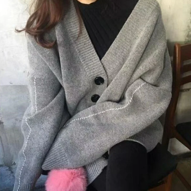 Korean-style Women's Sweater High Quality Autumn with Buttons Knitted Cardigan for Outdoor Areas Size 
Korean-style Women's Sweater High Quality Autumn with Buttons Knitted Cardigan for Outdoor Areas Size