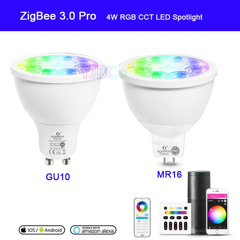 ZigBee 3.0 GU10 MR16 4W RGB CCT Smart Pro LED Spotlight 12V 110V 220V Bulb Lamp Work with Alexa Echo Plus App Voice 2.4G Remoter
ZigBee 3.0 GU10 MR16 4W RGB CCT Smart Pro LED Spotlight 12V 110V 220V Bulb Lamp Work with Alexa Echo Plus App Voice 2.4G Remoter