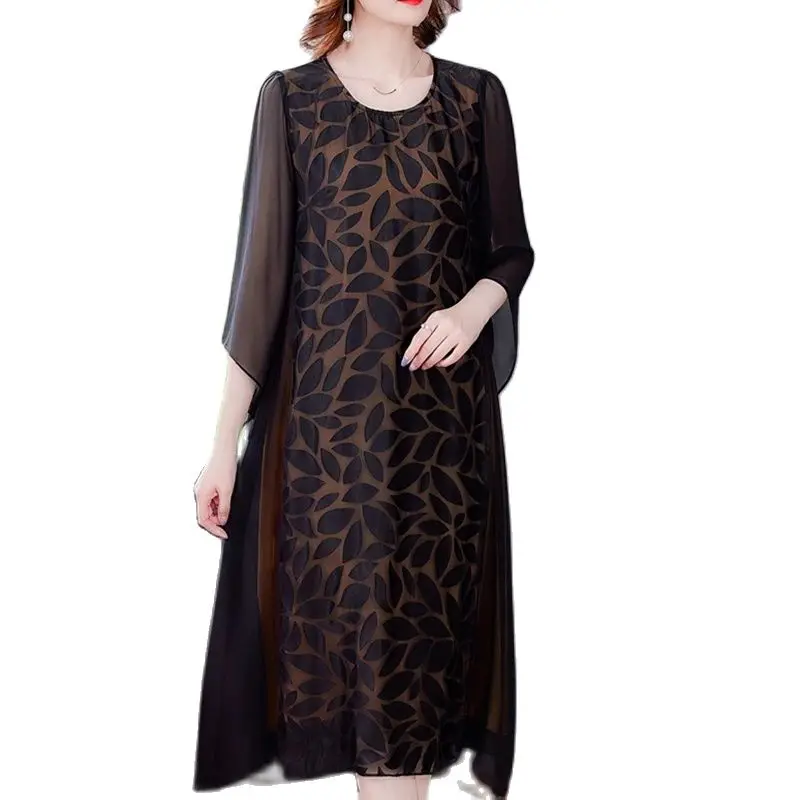 Summer Vintage Black Loose Jacquard Midi Dress Women Korean Casual New L- 4XL Plus Size Dresshigh quality Elegant Party Vestido 
Summer Vintage Black Loose Jacquard Midi Dress Women Korean Casual New L- 4XL Plus Size Dresshigh quality Elegant Party Vestido