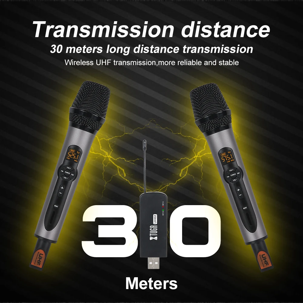 XTUGA Wireless Karaoke Microphone,UHF Dual Channel Metal Dynamic Cordless Microphone,Handheld Wireless Mic with USB Receiver
XTUGA Wireless Karaoke Microphone,UHF Dual Channel Metal Dynamic Cordless Microphone,Handheld Wireless Mic with USB Receiver
