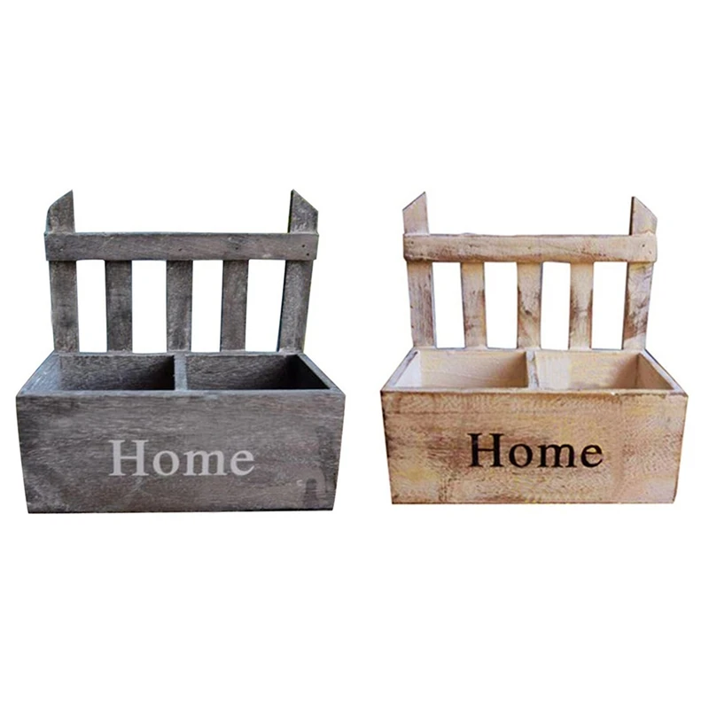 2X Wall Hanging Wooden Flower Basket Cute Vase Pots Planter Simulation Photography Props-Grey & White 
2X Wall Hanging Wooden Flower Basket Cute Vase Pots Planter Simulation Photography Props-Grey & White