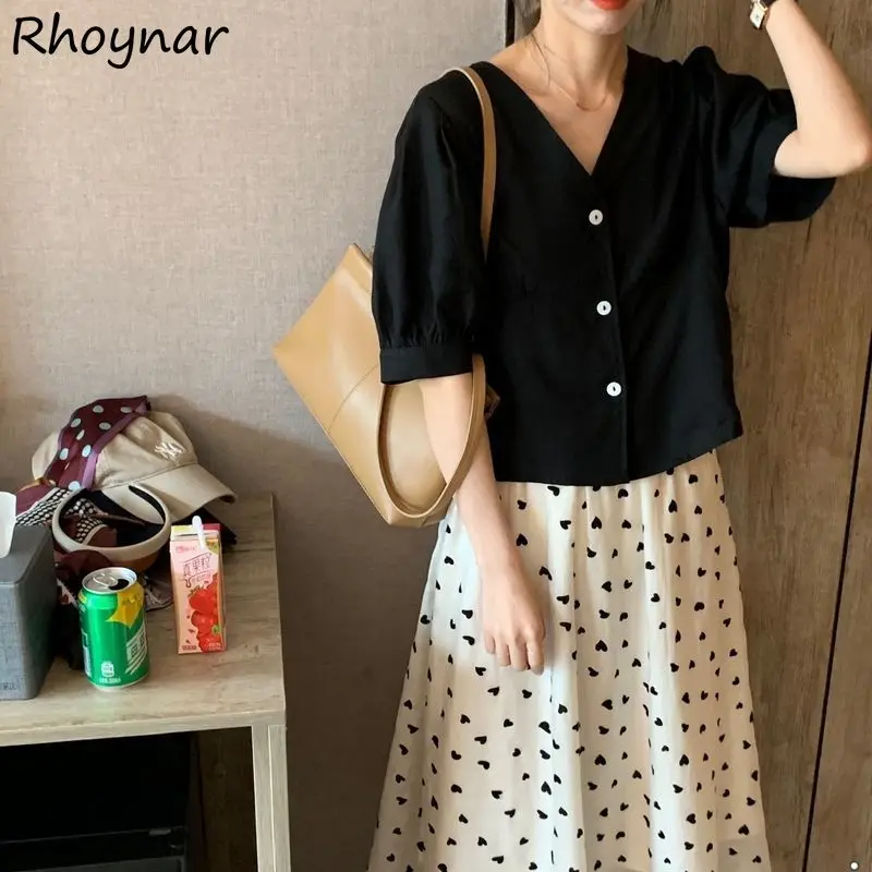 Shirts Women V-neck All Match Solid Short Puff Sleeve Summer Design Tops Straight Fashion Casual Streetwear Preppy Daily Chic
Shirts Women V-neck All Match Solid Short Puff Sleeve Summer Design Tops Straight Fashion Casual Streetwear Preppy Daily Chic