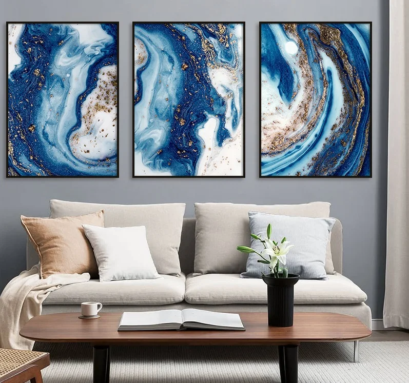 Abstract Gold Luxury Wall Art Modern Decoration Paintings for Home Room Blue Canvas Pictures for Living Room Frameless 
Abstract Gold Luxury Wall Art Modern Decoration Paintings for Home Room Blue Canvas Pictures for Living Room Frameless