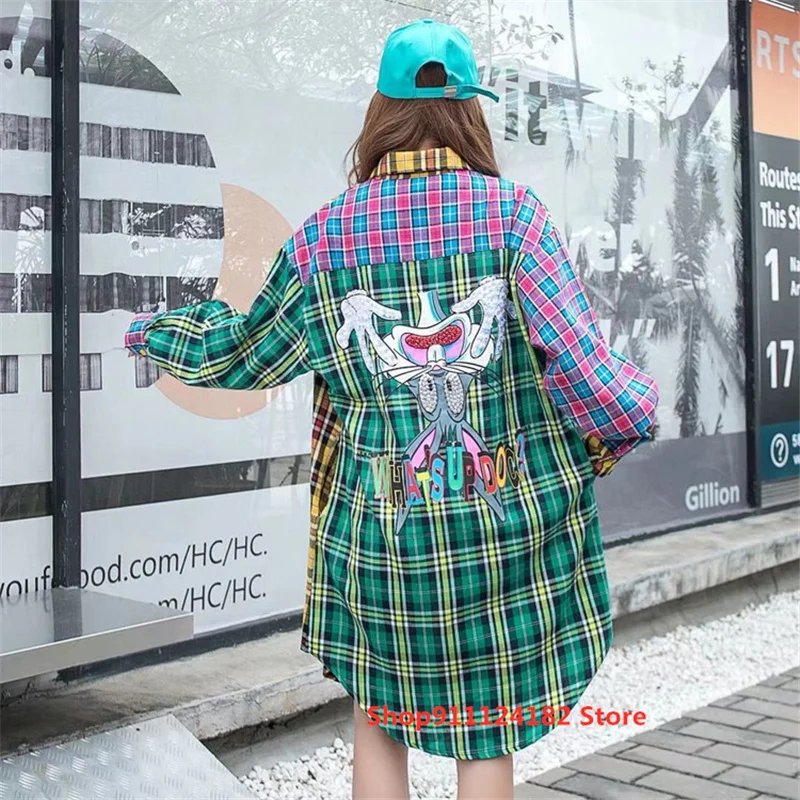 European Goods Trendy Brand Plaid Shirt Women 2021 Spring New Loose Mid-Length Contrast Color Lapel Shirt Jacket 
European Goods Trendy Brand Plaid Shirt Women 2021 Spring New Loose Mid-Length Contrast Color Lapel Shirt Jacket