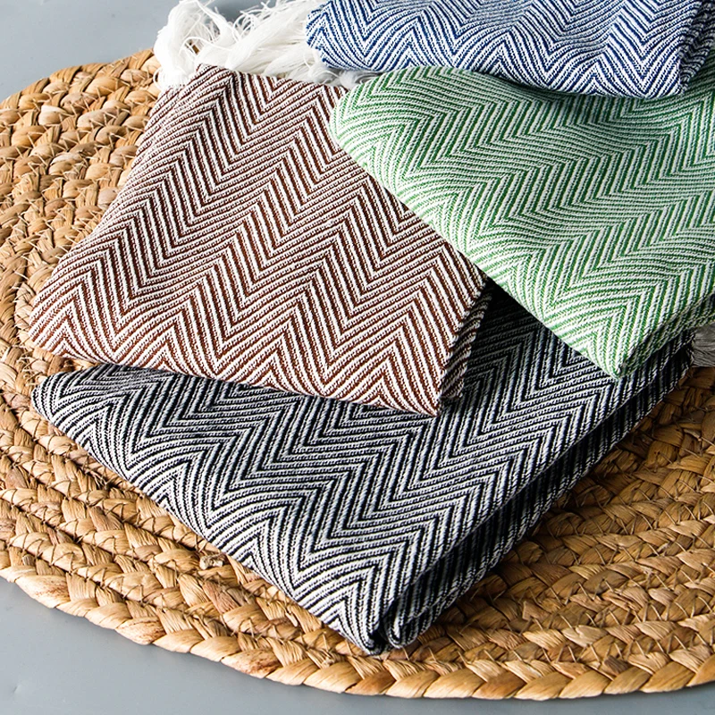 Tea towel 2pcs/set wavy and diamond pattern cotton tassel kitchen napkins | Дом и сад