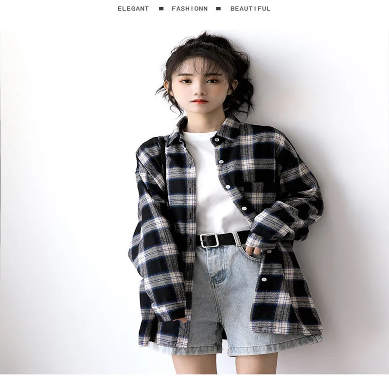 2020 Autumn And Winter New Fashion Retro Plaid Top Korean Blouse Loose And Versatile Single Breasted Long Sleeved Shirt C454
2020 Autumn And Winter New Fashion Retro Plaid Top Korean Blouse Loose And Versatile Single Breasted Long Sleeved Shirt C454