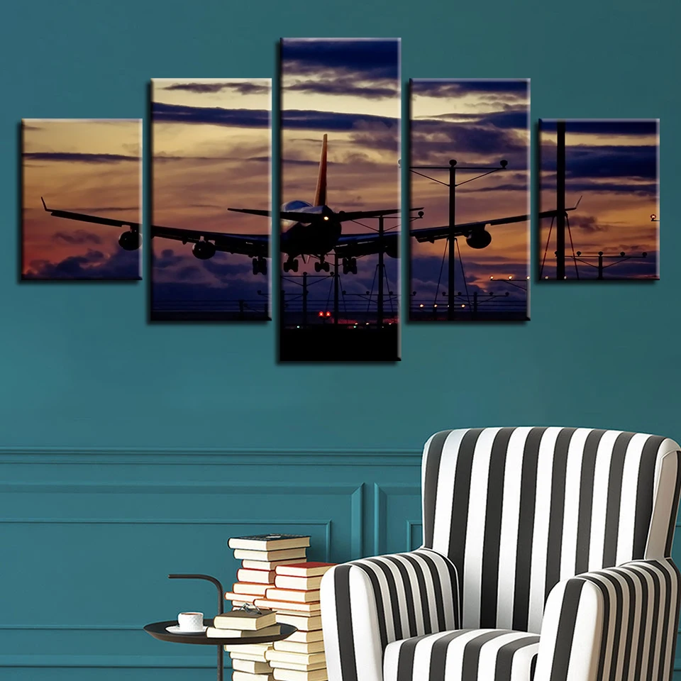 Large passenger plane landing under suns Canvas HD Prints Posters Home Decor Wall Art Pictures 5 Pieces Art Paintings No Frame 
Large passenger plane landing under suns Canvas HD Prints Posters Home Decor Wall Art Pictures 5 Pieces Art Paintings No Frame