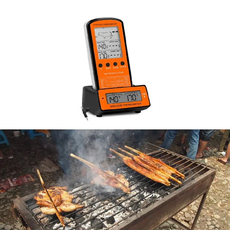 Wireless Digital Food Temperature Meter Lcd Display Dual Probe 8 Meat Cooking Modes 5 Tastes for Grill Oven BBQ
Wireless Digital Food Temperature Meter Lcd Display Dual Probe 8 Meat Cooking Modes 5 Tastes for Grill Oven BBQ