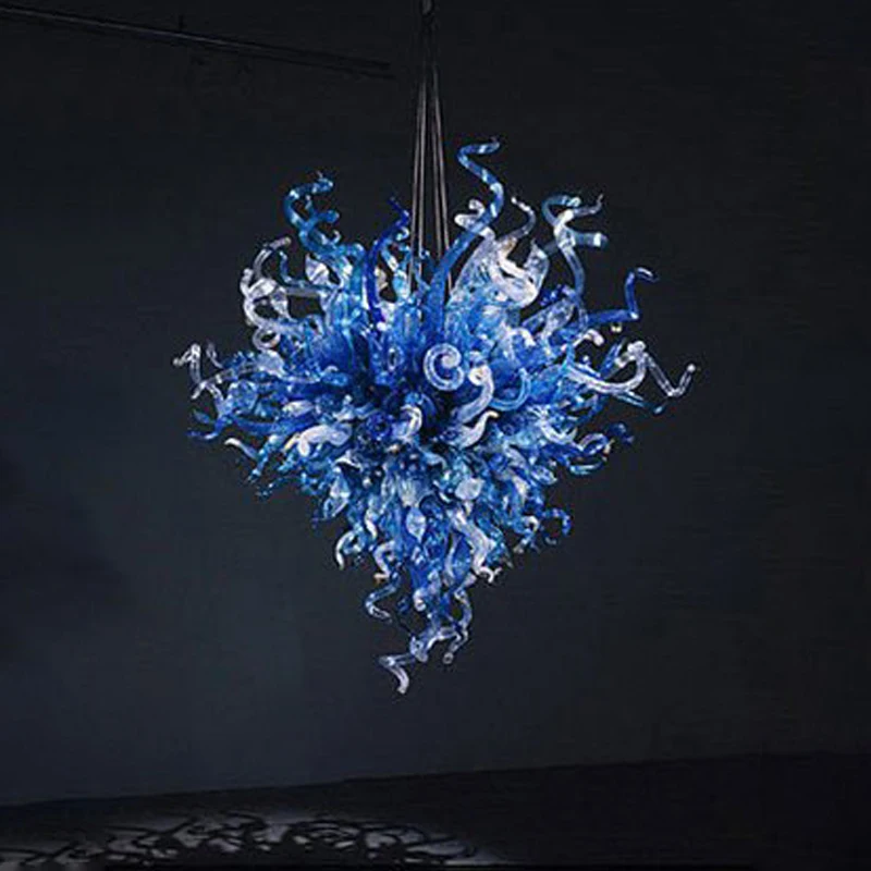 

Italian Pendant Lamps Clear Blue Murano Chandeliers Light China Supplier Hand Blown Glass Chandelier for Art Decor LED Bulbs