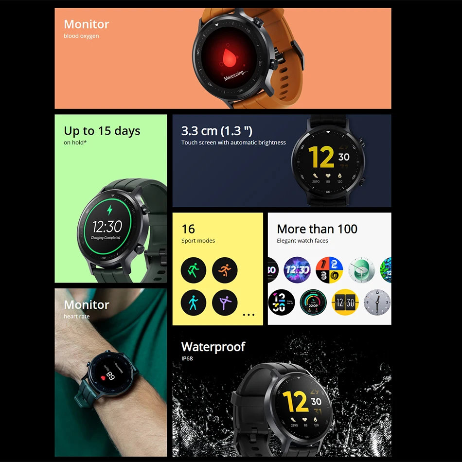 Смарт-часы Realme S глобальная версия 1 3 дюйма сенсорный экран пульсометр оксиметр