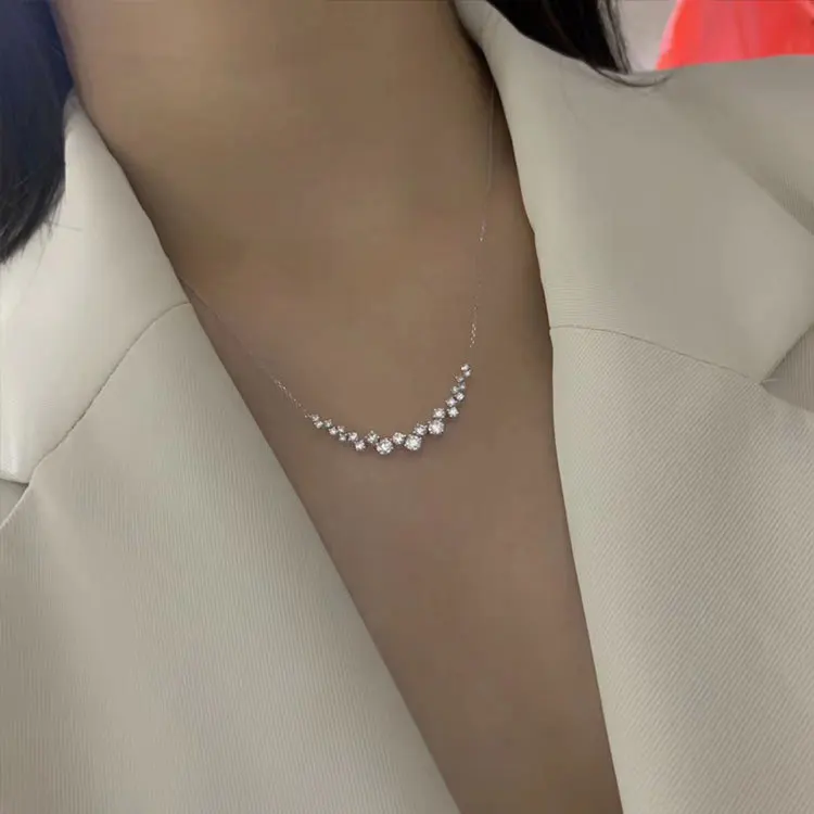 Exquisite Silver Plated Filled White Zircon Necklace Romantic Charming Crystal Chain Valentine's Day Gifts Banquet Women Jewelry
Exquisite Silver Plated Filled White Zircon Necklace Romantic Charming Crystal Chain Valentine's Day Gifts Banquet Women Jewelry