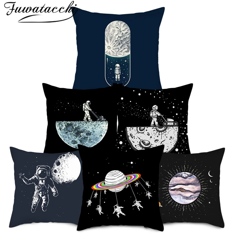 Fuwatacchi Astronaut on Planet Cushion Cover Cosmonaut Printed Pillow Cover for Home Chair Sofa Decorative Black Pillowcases New
Fuwatacchi Astronaut on Planet Cushion Cover Cosmonaut Printed Pillow Cover for Home Chair Sofa Decorative Black Pillowcases New