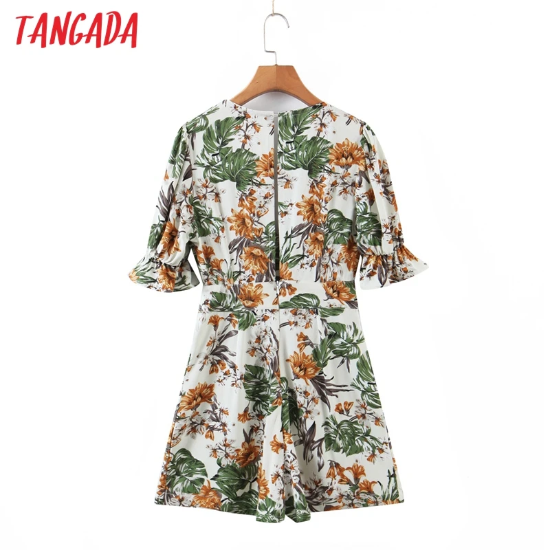 Tangada women vintage V neck floral playsuits ruffles short sleeve rompers ladies casual chic jumpsuits QB53
Tangada women vintage V neck floral playsuits ruffles short sleeve rompers ladies casual chic jumpsuits QB53