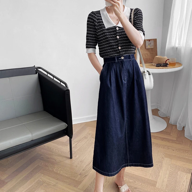 GOPLUS A-line Denim Skirt Summer Korean Style Ankle Length High Waist Skirts Womens Mujer Faldas Femme Jupes
GOPLUS A-line Denim Skirt Summer Korean Style Ankle Length High Waist Skirts Womens Mujer Faldas Femme Jupes