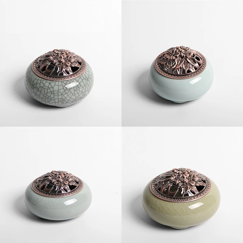 Aromatherapy stove ceramic handmade antique copper cover back incense burner backfloow budda decorativo Incense Burner | Дом и сад