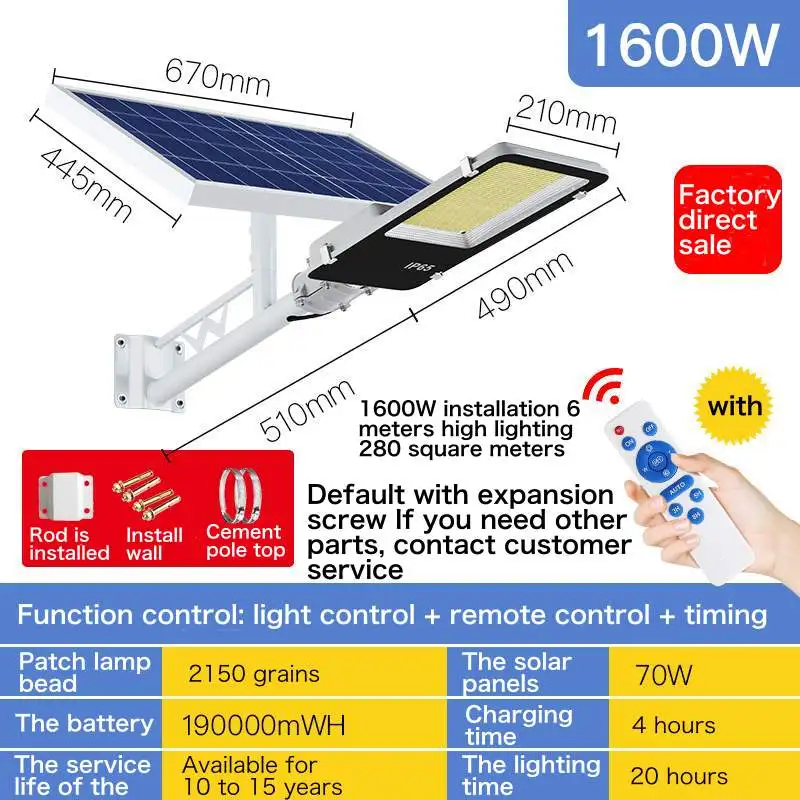 Уличный светильник на солнечной батарее, 1600 Вт, для двора, улицы, сада, улицы, бассейна, парковки, разделсветильник световой полюс, светодиод...
Уличный светильник на солнечной батарее, 1600 Вт, для двора, улицы, сада, улицы, бассейна, парковки, разделсветильник световой полюс, светодиод...