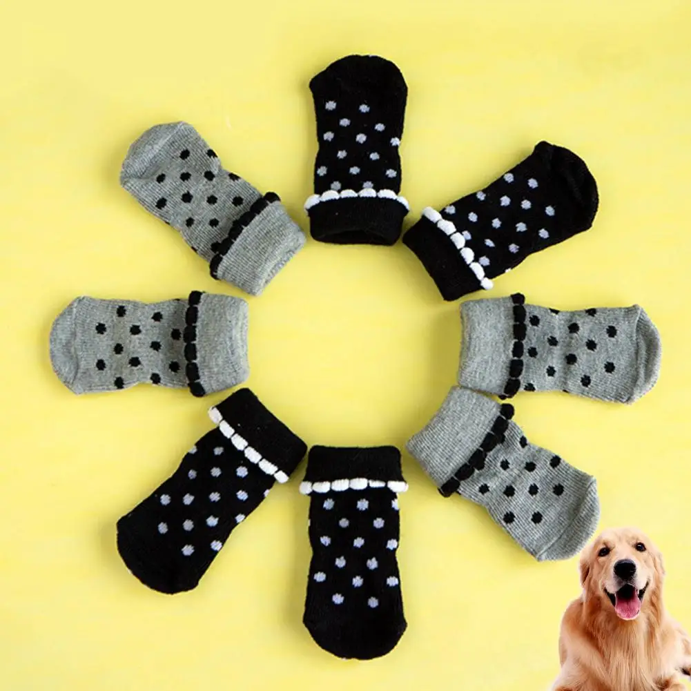 4Pcs Pet Ankle Socks Wave Dot Pattern Anti-skid Good Elasticity Pet Cotton Short Socks for Indoor
4Pcs Pet Ankle Socks Wave Dot Pattern Anti-skid Good Elasticity Pet Cotton Short Socks for Indoor