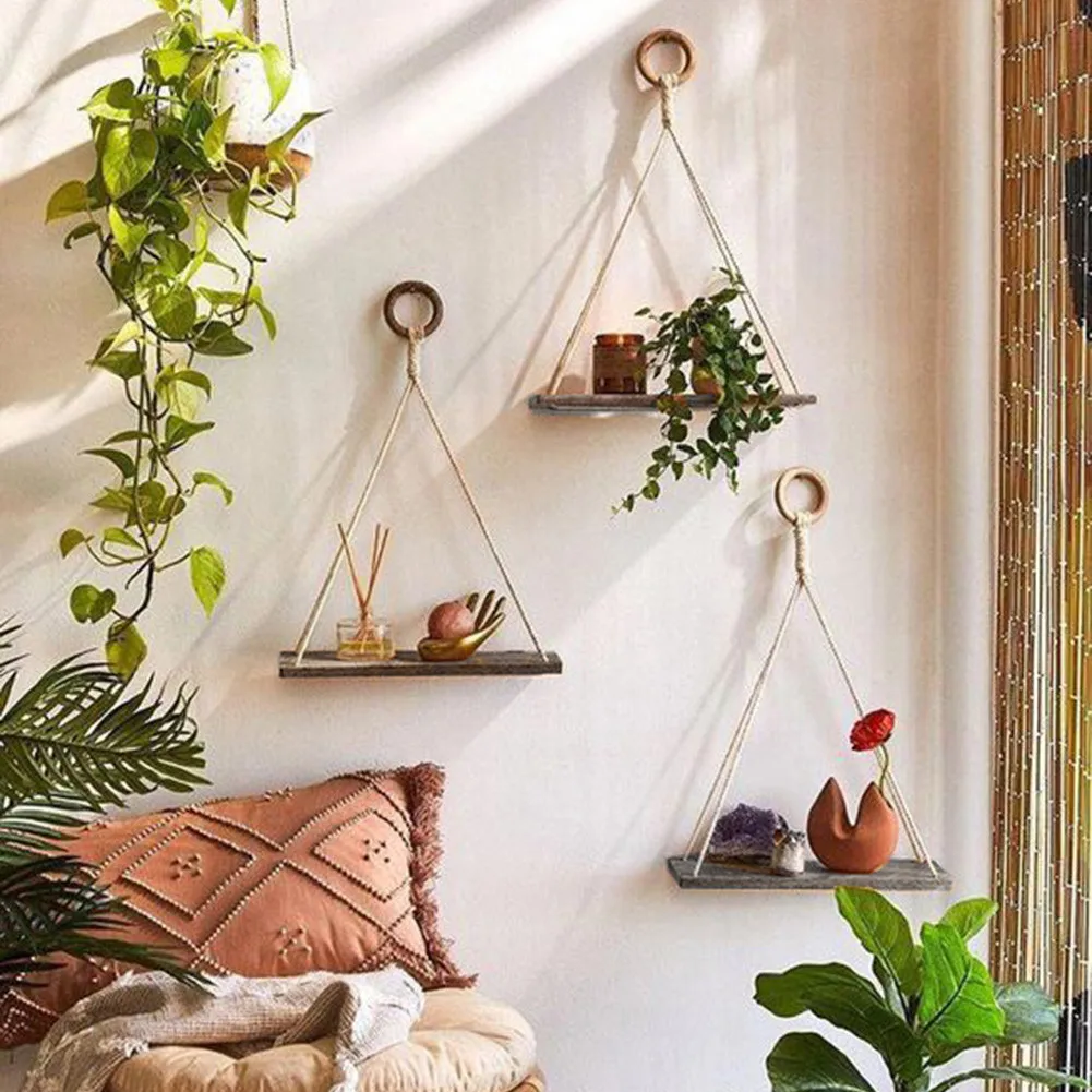 Wooden Rope Swing Wall Hanging Plant Flower Pot Tray Floating Wall Shelves Nordic Home Decoration Moredn Simple Design
Wooden Rope Swing Wall Hanging Plant Flower Pot Tray Floating Wall Shelves Nordic Home Decoration Moredn Simple Design