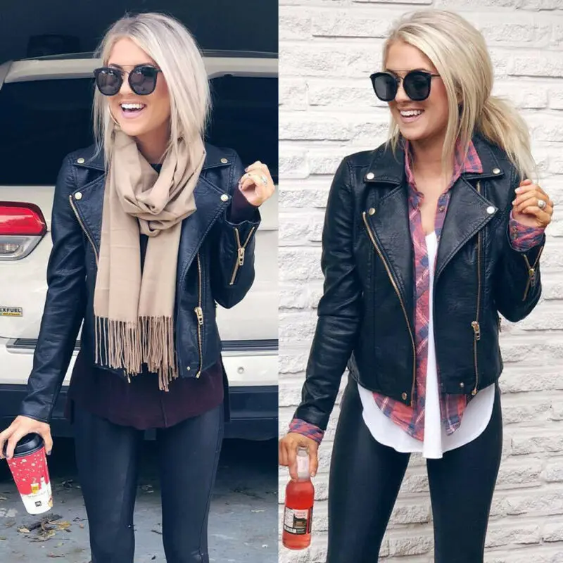 Women's Leather Jacket Motorcycle Biker Zipper Coat Winter Outwear Casual Tops
Women's Leather Jacket Motorcycle Biker Zipper Coat Winter Outwear Casual Tops