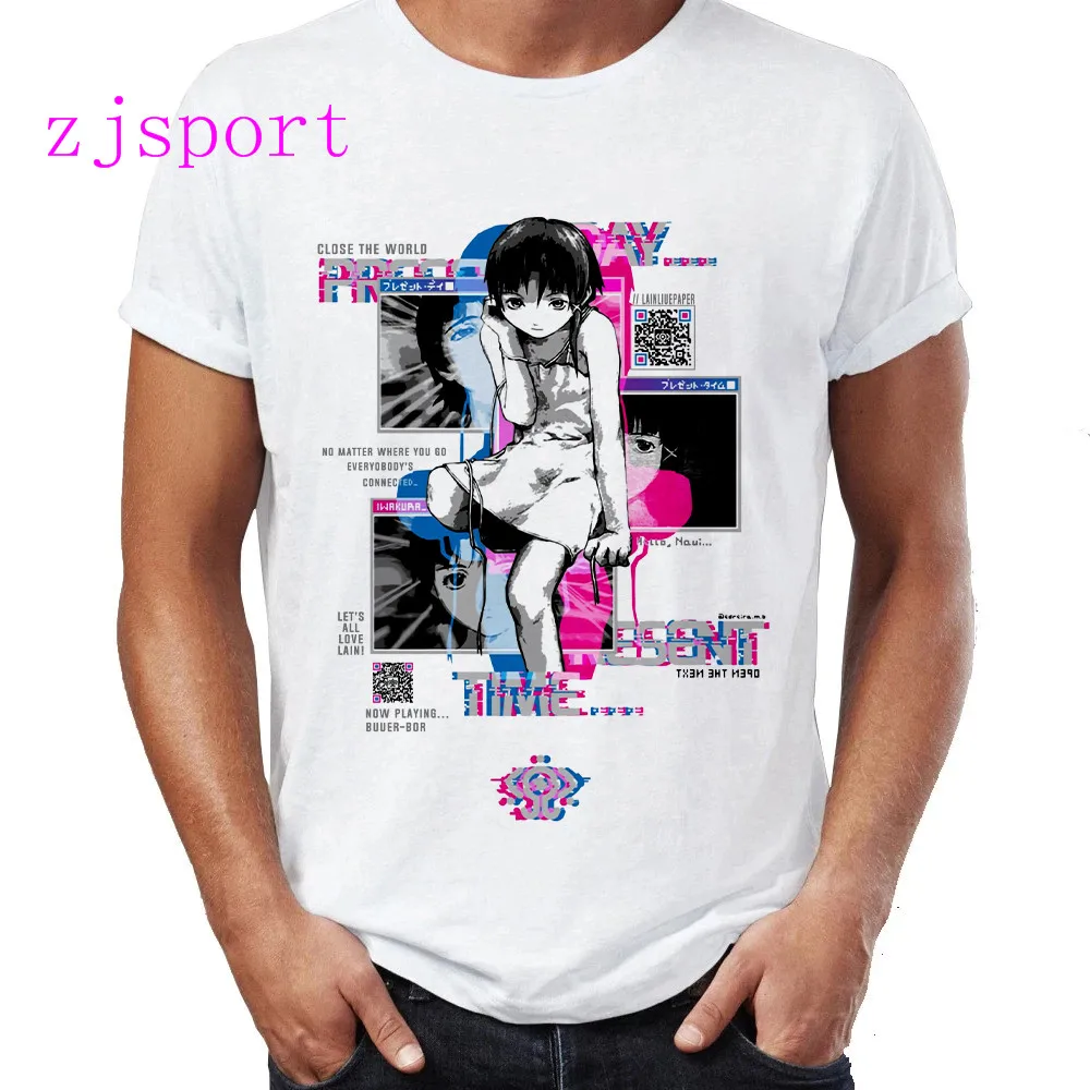 Aesthetic Serial Experiments Lain t shirt Harajuku Anime Eyes Pink Tee Funny Oversized Top Programmer Girl T-shirt Female/Man