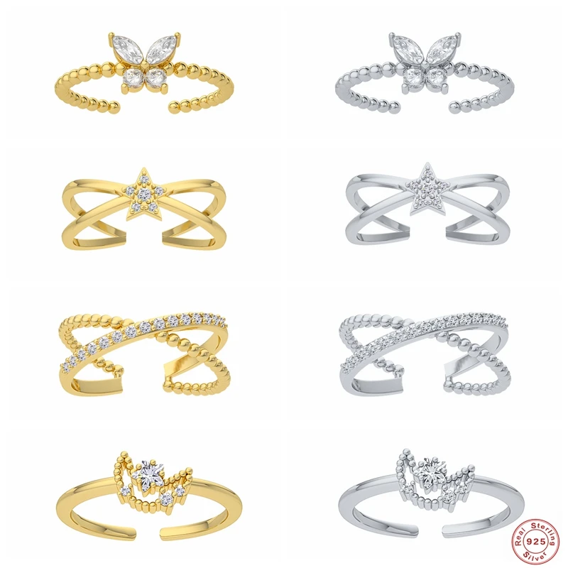 Женское облегающее кольцо Anillo Plata 925 с микро закрепкой из фианита милые открытые