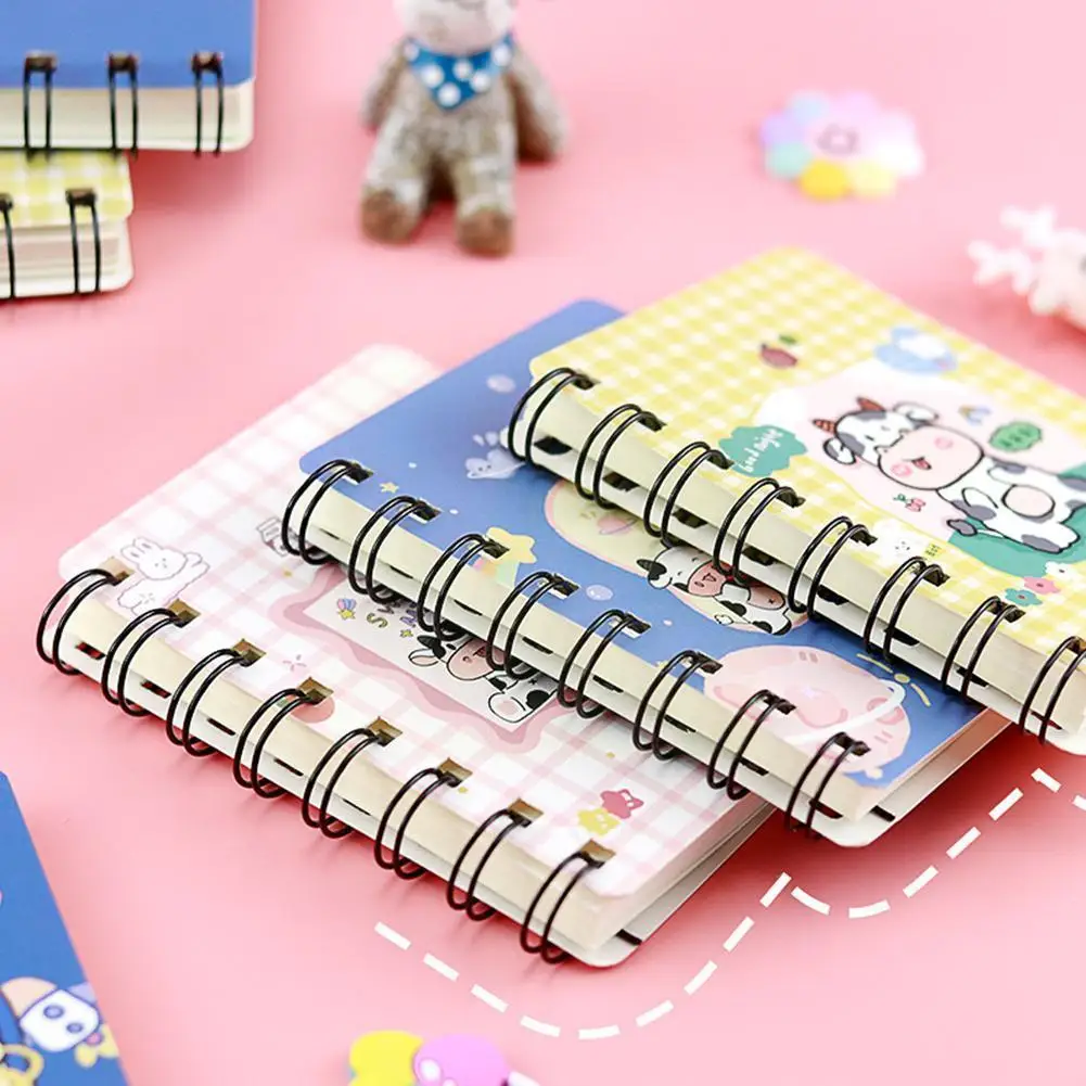 

80 Sheets Cartoon Animal Pocket Notebook Rollover Coil Notepad Cute Portable Notebook Supplies Stationey Cow Mini Kawaii W0y6