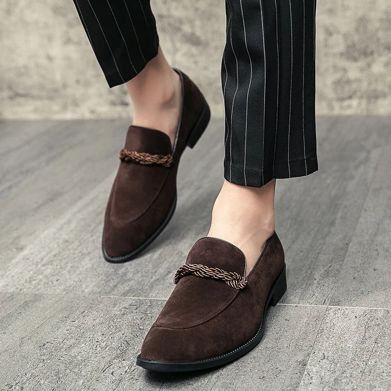 

FIXSYS Arrive Man Dress Loafers Fashion Pointed-toe Oxfords Breathable Slip-on Party Shoes Men Wedding Formal Shoes Big Size 48