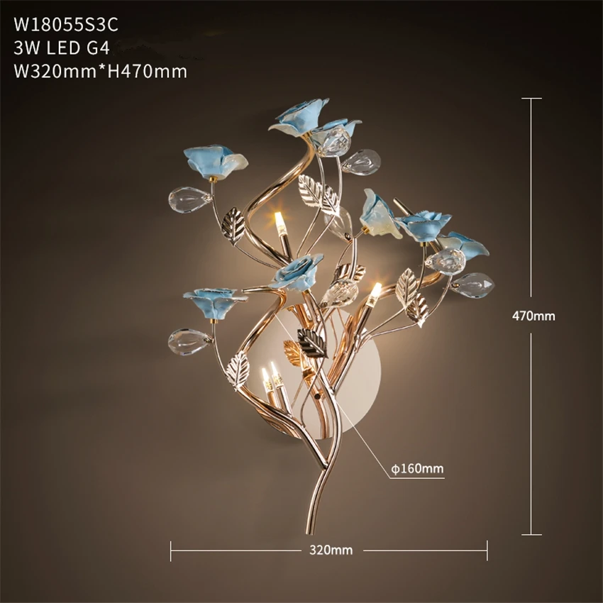 Post-modern Iron Led Crystal Petals Wall Lamp Bedroom Living Room Corridor Staircase LED Wall Light Decorative Lighting Fixtures 
Post-modern Iron Led Crystal Petals Wall Lamp Bedroom Living Room Corridor Staircase LED Wall Light Decorative Lighting Fixtures