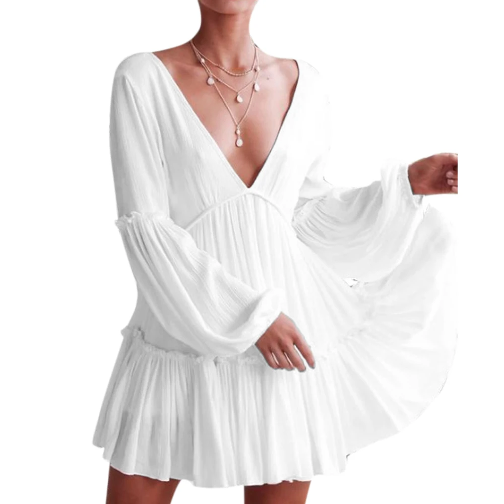 Summer Autumn Women White Dress Deep V Neck Full Sleeve Mini Dress Streetwear Ruffles Backless Sexy Ladies Vestidos
Summer Autumn Women White Dress Deep V Neck Full Sleeve Mini Dress Streetwear Ruffles Backless Sexy Ladies Vestidos