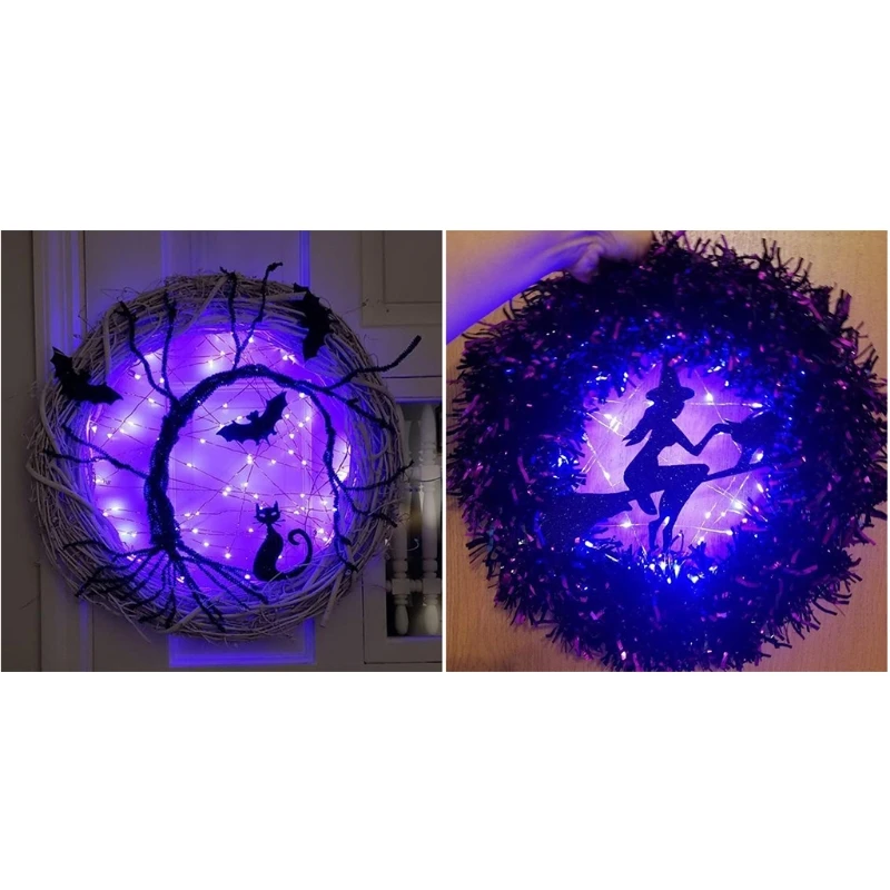 Halloween Wreath with Lights Bat Witch Ornaments for Halloween Decoration Crafts
Halloween Wreath with Lights Bat Witch Ornaments for Halloween Decoration Crafts