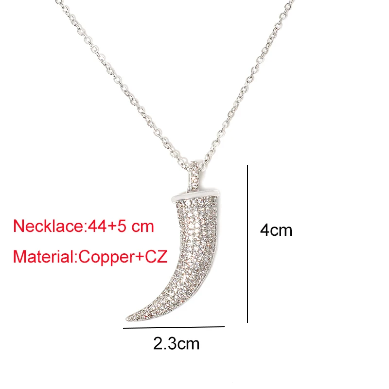 Say Hello CZ Copper Zircon Geometric Sickle-shaped Horn Pendant Charms Long Chains Necklaces Women's Trendy Jewelry Collar K5386
Say Hello CZ Copper Zircon Geometric Sickle-shaped Horn Pendant Charms Long Chains Necklaces Women's Trendy Jewelry Collar K5386