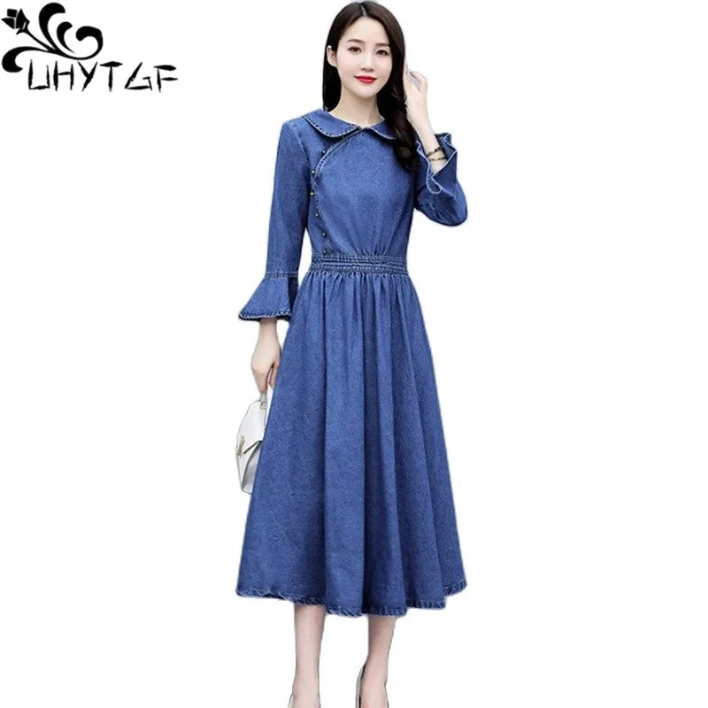 UHYTGF Spring Denim Dress Women Blue Big Swing Long Dresses Korean Pullover Vintage Jeans Dress Wamen Casual Loose Size Clothe14
UHYTGF Spring Denim Dress Women Blue Big Swing Long Dresses Korean Pullover Vintage Jeans Dress Wamen Casual Loose Size Clothe14