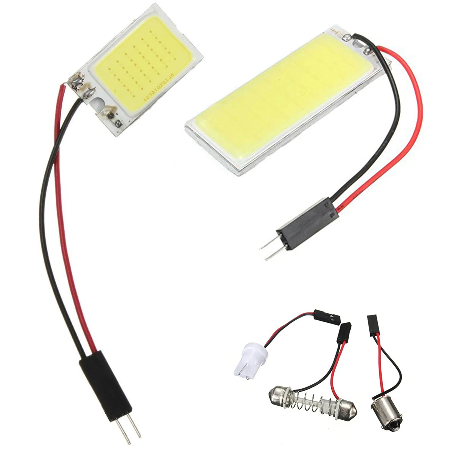 T10 Panel SMD COB LED Car Reading Bulb/ Ceiling Lamp White Pure + T10 / BA9S / Dome Festoon Adapters 
T10 Panel SMD COB LED Car Reading Bulb/ Ceiling Lamp White Pure + T10 / BA9S / Dome Festoon Adapters