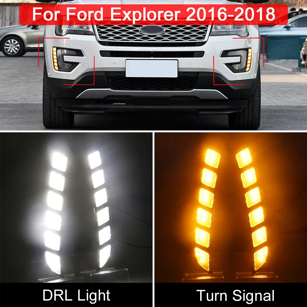 Светодиодная противотуманная лампа 12 В, белые светодиодные дневные ходовые огсветильник, желтые указатели поворота для Ford Explorer 2016 2017 2018
Светодиодная противотуманная лампа 12 В, белые светодиодные дневные ходовые огсветильник, желтые указатели поворота для Ford Explorer 2016 2017 2018