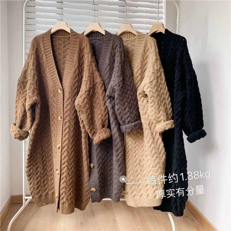 Chic Autumn Winter Knitted Long Sweater Jacket New Women Single Breasted Thicked Warm V Neck Oversized Loose Cardigan Outerwear
Chic Autumn Winter Knitted Long Sweater Jacket New Women Single Breasted Thicked Warm V Neck Oversized Loose Cardigan Outerwear